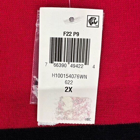 Karen Scott Sweater Women’s 2X Red Crewneck Striped NWT - Picture 4 of 7